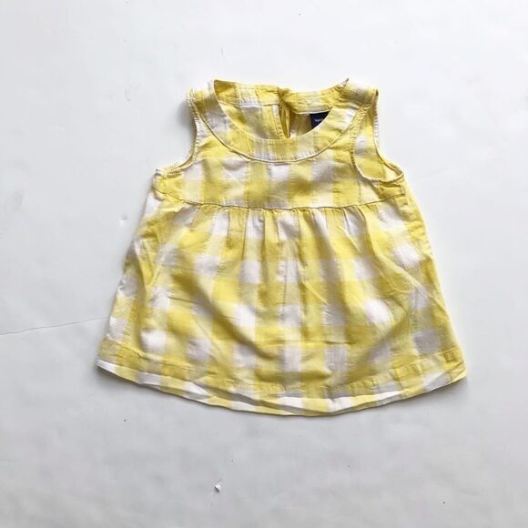 BabyGap yellow buffalo plaid top GUC  XS(4/5T) - Picture 1 of 5